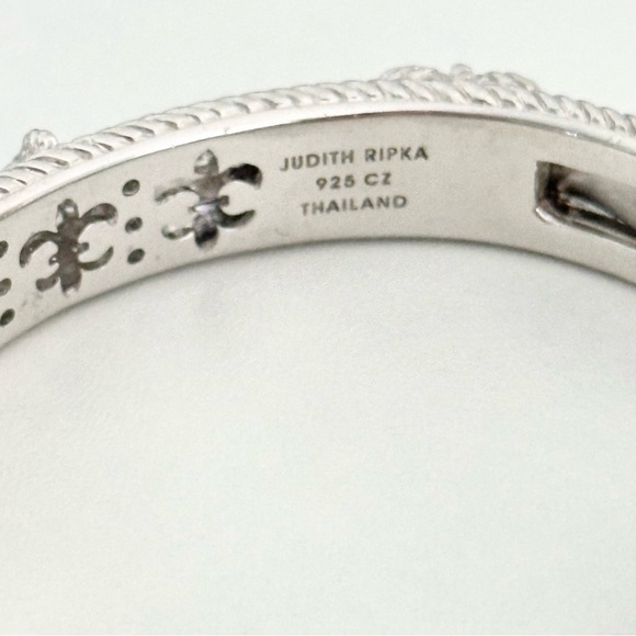 Judith Ripka Clear CZ Triple Heart Diamonique Heavy Silver Cuff Bracelet - Picture 7 of 12